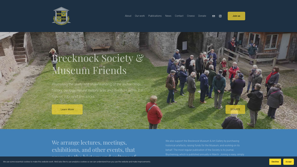 Screenshot of the Brecknock Society And Museum Friends Cymdeithas Brycheiniog A Chyfeillion Yr Amgueddfa website