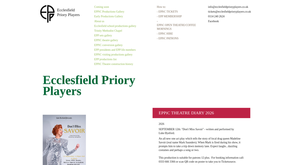 Screenshot of the Ecclesfield Priory Players website
