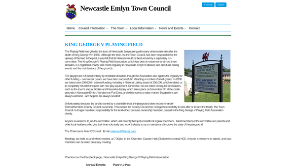 Screenshot of the King George V Playing Field website