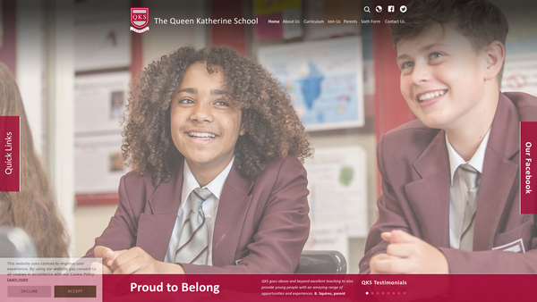 Screenshot of the Queen Katherine School Association website