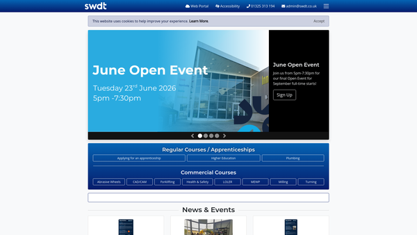 Screenshot of the S W Durham Training Limited website