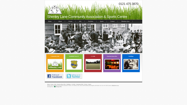 Screenshot of the Shenley Lane Community Association And Sports Centre website