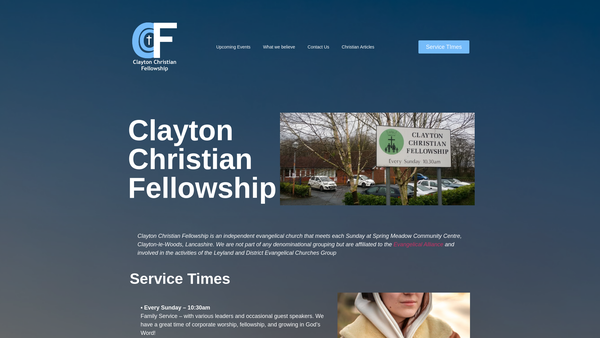 Screenshot of the Clayton Christian Fellowship website