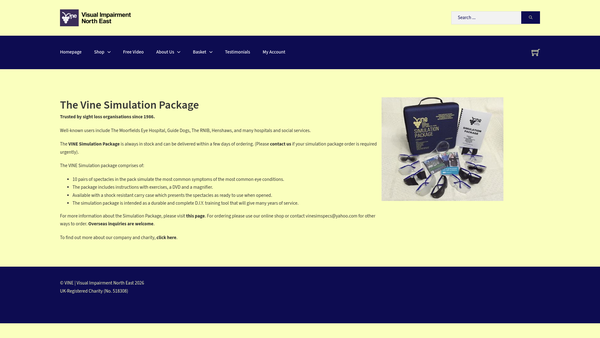 Screenshot of the Visual Impairment North East website