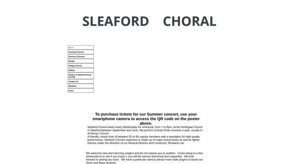 Screenshot of the Sleaford Choral Society website