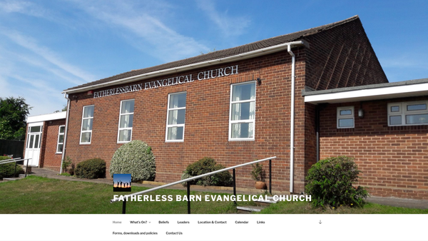Screenshot of the Fatherless Barn Evangelical Church website