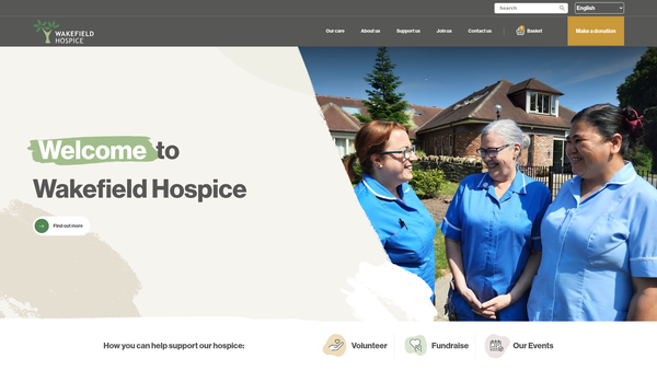 Screenshot of the Wakefield Hospice website