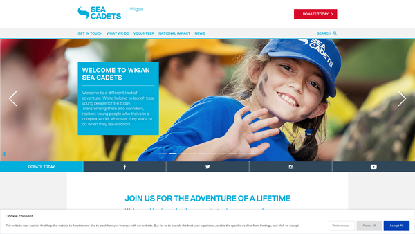 Screenshot of the Wigan Unit 366 Of The Sea Cadet Corps website