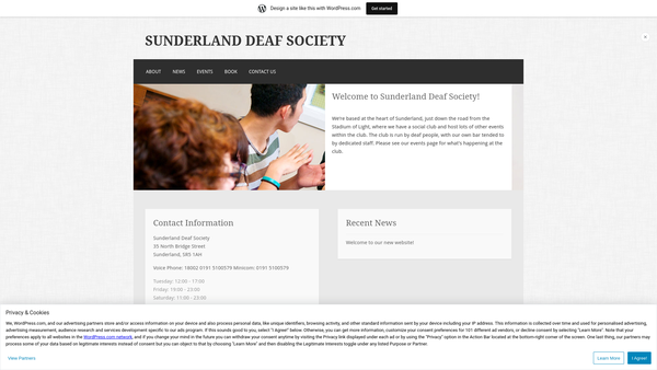 Screenshot of the The Sunderland Deaf Society website