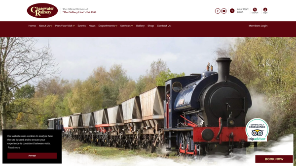 Screenshot of the Chasewater Light Railway And Museum Company website