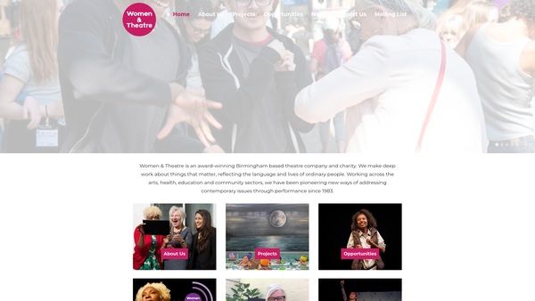 Screenshot of the Women And Theatre (Birmingham) Limited website