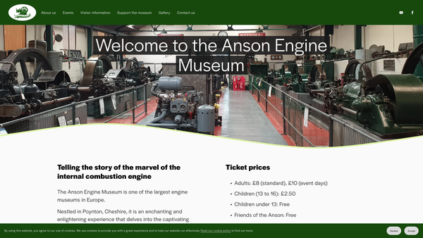 Screenshot of the Anson Museum Trust Limited website