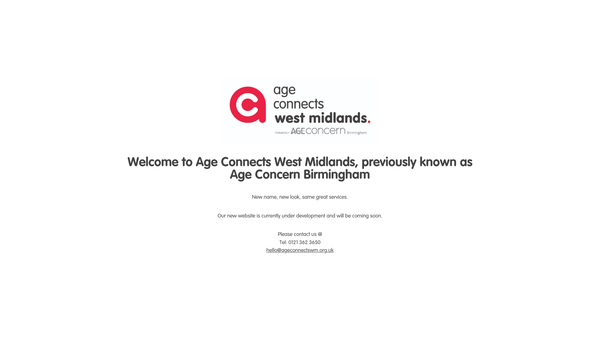 Screenshot of the Age Connects West Midlands website