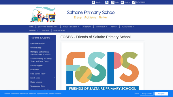 Screenshot of the Friends Of Saltaire Primary School website