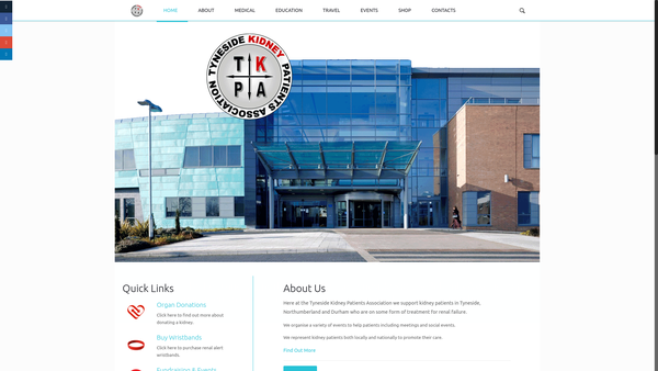 Screenshot of the Tyneside Kidney Patients Association website