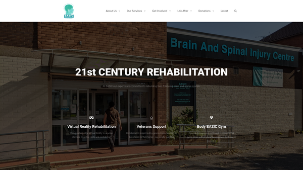 Screenshot of the B.a.s.i.c.brain And Spinal Injury Centre Limited website