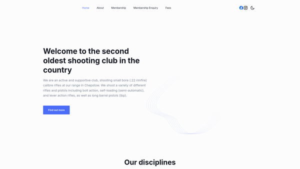 Screenshot of the Chepstow Rifle Club website