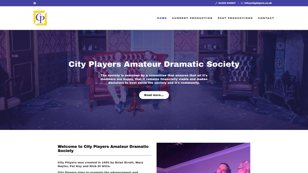 Screenshot of the City Players website