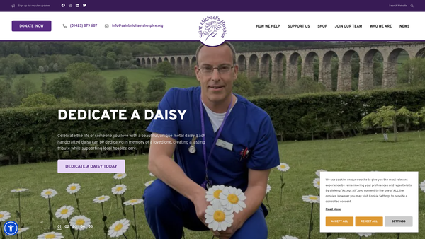 Screenshot of the North Yorkshire Hospice Care website