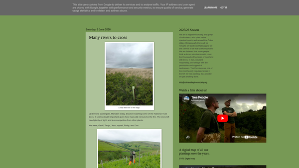 Screenshot of the Colne Valley Tree Society website