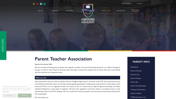 Screenshot of the Hartford High School Covenant Trust website