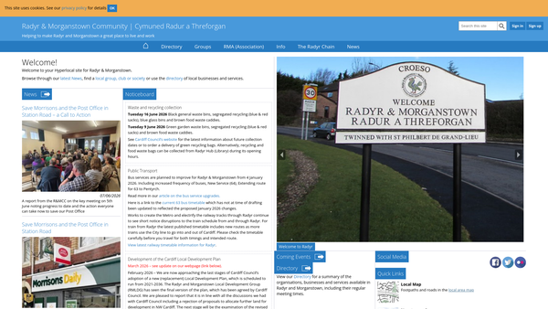 Screenshot of the The Radyr And Morganstown (Cardiff) Community Association website