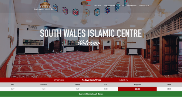 Screenshot of the The South Wales Islamic Centre website