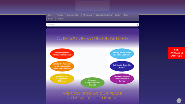 Screenshot of the College Of Healing Limited website