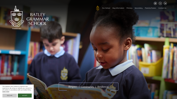 Screenshot of the Batley Grammar School (Rae And Taylor) Scholarship Fund website