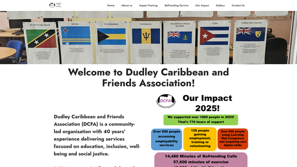 Screenshot of the Dudley Caribbean And Friends Association website