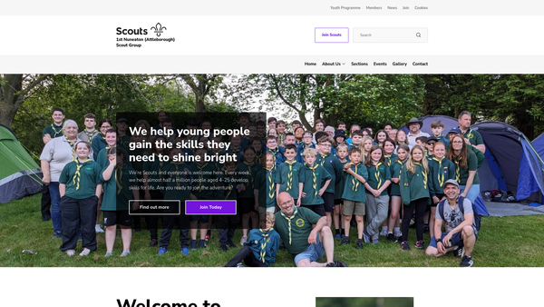 Screenshot of the 1st Nuneaton (Attleborough) Scout Group website