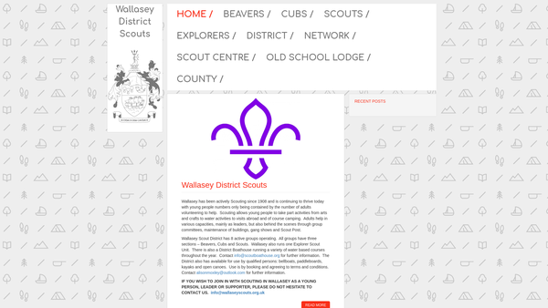 Screenshot of the Wallasey District Scout Council website