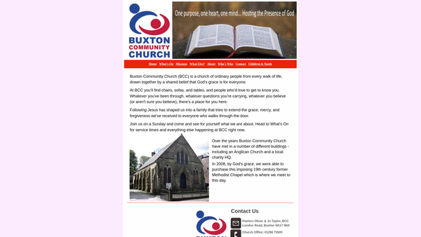 Screenshot of the Buxton Community Church website