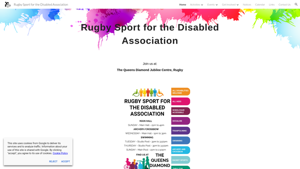Screenshot of the Rugby Sport For The Disabled Association website