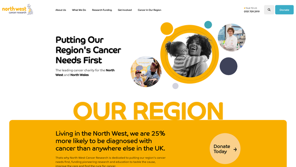 Screenshot of the North West Cancer Research (Incorporating Clatterbridge Cancer Research Ccr) website