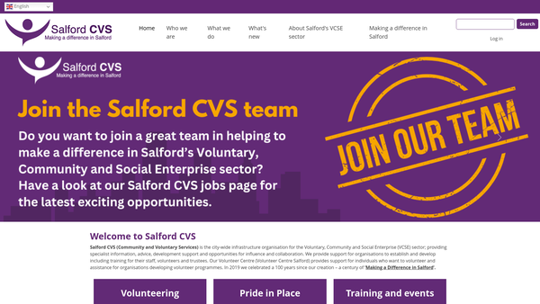 Screenshot of the Salford Community & Voluntary Services website
