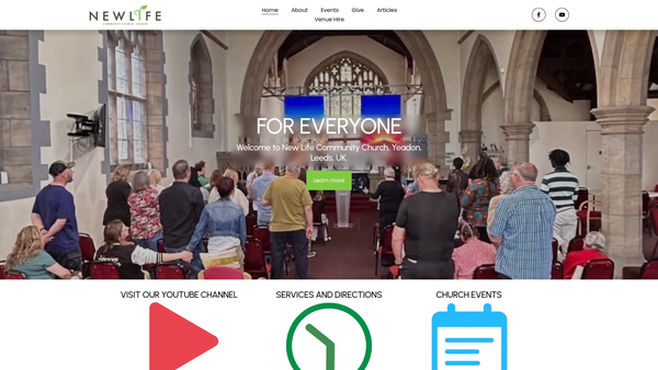 Screenshot of the New Life Community Church website