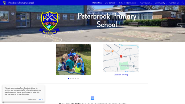 Screenshot of the Peterbrook County Primary School Parents' Association website