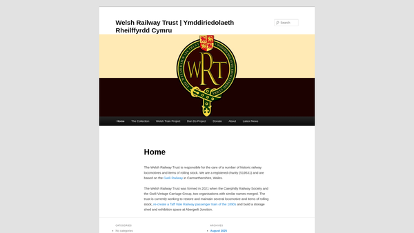 Screenshot of the Welsh Railway Trust website