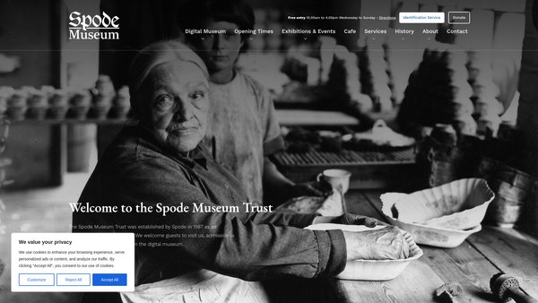 Screenshot of the The Spode Museum Trust website