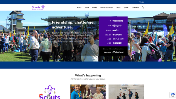 Screenshot of the 1st Cherry Burton Scout Group website
