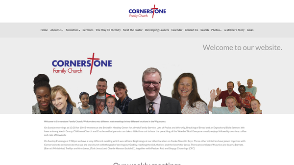 Screenshot of the Cornerstone Family Church Wigan website