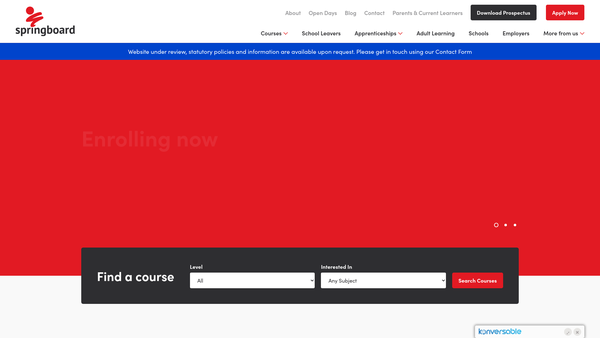 Screenshot of the Springboard Sunderland Trust website