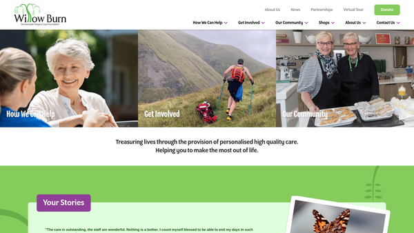 Screenshot of the Derwentside Hospice Care Foundation website