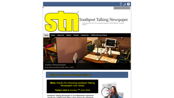 Screenshot of the The Southport Talking Newspaper website