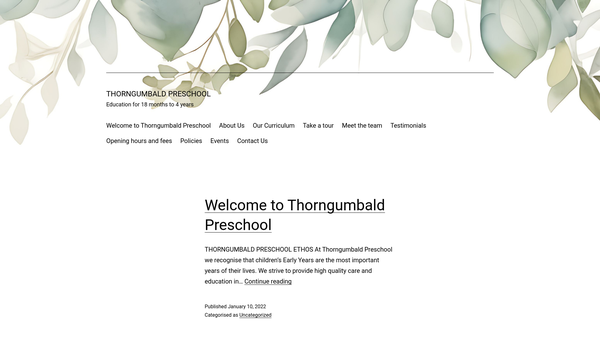 Screenshot of the Thorngumbald Pre-School website