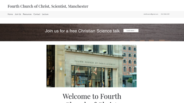 Screenshot of the Fourth Church Of Christ Scientist Manchester website
