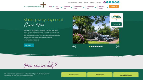 Screenshot of the St Cuthbert's Hospice, Durham website