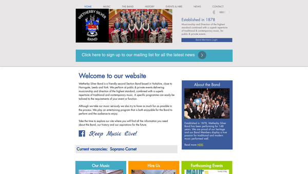 Screenshot of the Wetherby And District Silver Band website