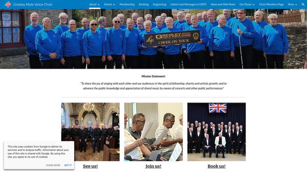 Screenshot of the Gresley Male Voice Choir website